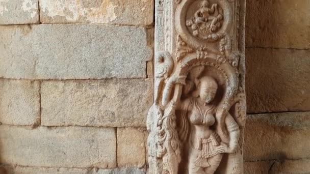 Esculturas Dioses Hindúes Templo Karnataka — Vídeo de stock