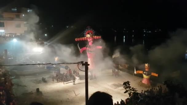 Ramayana Efigia Gigante Festival Dussehra — Vídeo de Stock