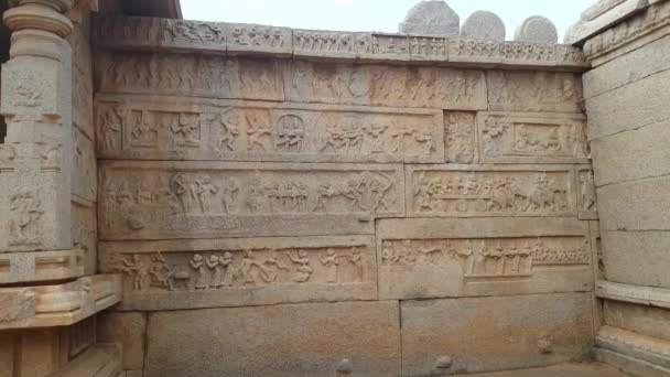 Mahabharata Carved Wall Hampi Karnataka — Stock Video