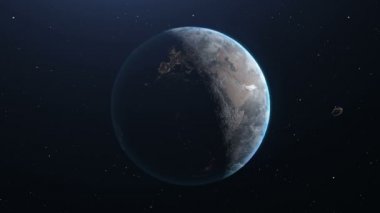 Planet Earth uzun atış doğru uçan meteor