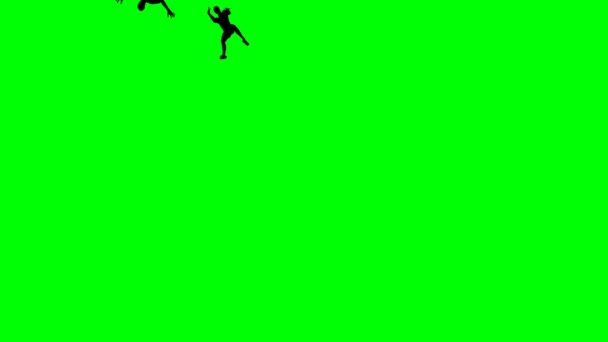 緑色の画面で落ちてシルエット男性 — ストック動画