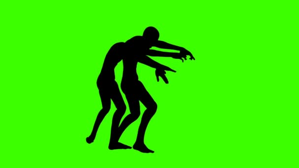 Seamless Loop Vignette Zombies Walking Green Screen — Stock Video