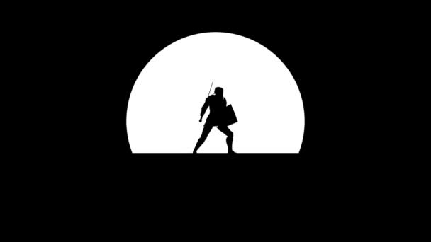 Knight Silhouet Een Achtergrond Van Maan Vector Stijl — Stockvideo