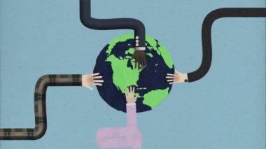 Uzun el Planet Earth kesme Retro tarzı montaj