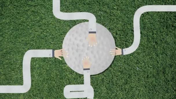 Långa Hand Montering Golf Ball Cutout Retrostil — Stockvideo