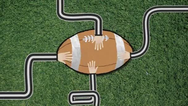 Long Hand Assembling Football Cutout Retro Style Confetti — Stock Video