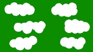 Çizgi film bulutlar animasyon yeşil ekran arka planı üzerinde bir dizi