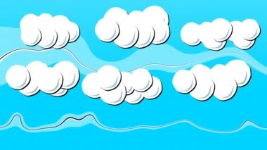 Şirin bulutlar ve Stop Motion mavi gökyüzünde