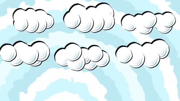 Cartoon Himmel Mit Weißen Geschwollenen Wolken — Stockvideo