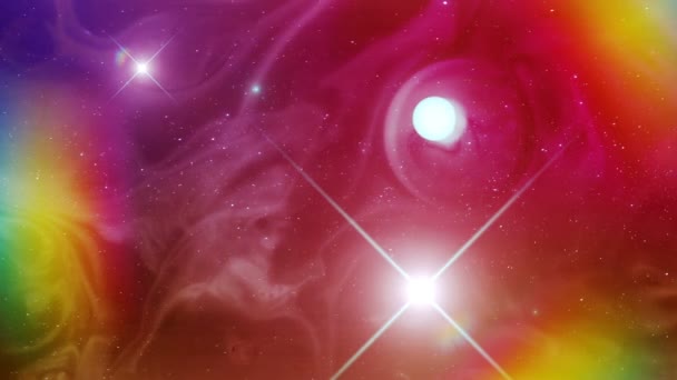 Zeer Kleurrijk Psychedelische Ruimte Nebula Een Zon — Stockvideo