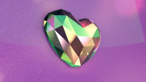 Coeur Forme Diamant Coloré Avec Lumières Scintillantes — Video