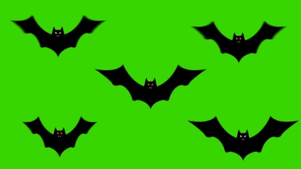 緑の画面上で羽を振っているコウモリのコレクション — ストック動画