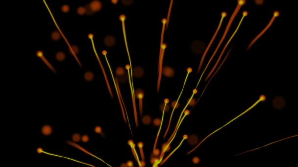 Golden Particles Flying Black Background — Stock Video