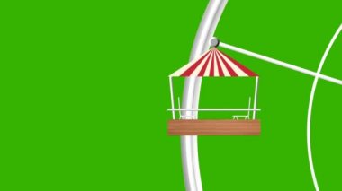Lunapark Dev Tekerlek Vektör Dikişsiz Döngü Yeşil Ekranda