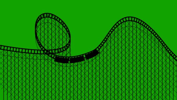 Parque Diversões Roller Coaster Uma Tela Verde Sem Costura Looping — Vídeo de Stock