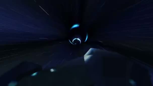 光速シームレスループでワームホールを飛ぶ宇宙船 — ストック動画