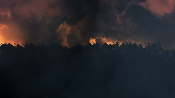 Rozsáhlá Středověká Armáda Pochodující Vpřed — Stock video