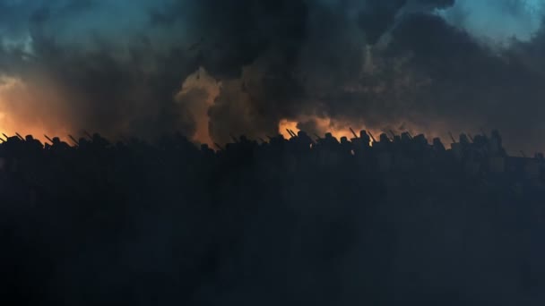 Große Mittelalterliche Armee Rückt Vor — Stockvideo