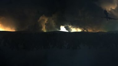 Savaş Alanına Yürüyen Savaşçılar ve Ejderhalar Ortaçağ Ordusu