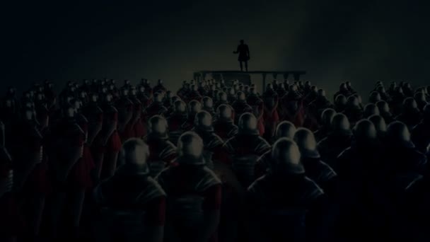 Roman Centurion Bir Fırtına Altında Bir Lejyon Önünde Bir Konuşma — Stok video