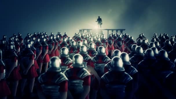 Roman Centurion Gives Speech Front Legion — Stock Video