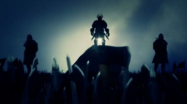 Bir savaştan önce savaşçı ordu teşvik Viking lideri