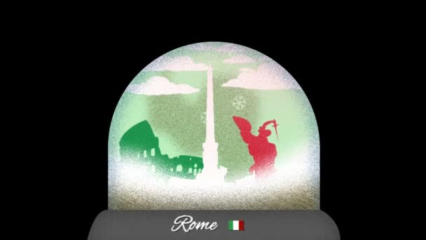 Rome Snow Globe Animation Bande Dessinée Boucle Sans Couture — Video