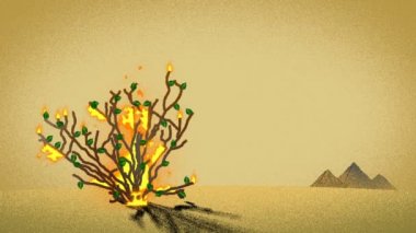 Çölde İncil Burning Bush ve Piramitler