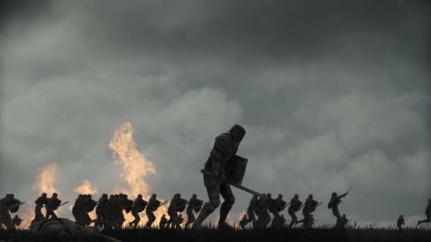 Ejército Guerreros Medievales Corriendo Batalla — Vídeo de stock