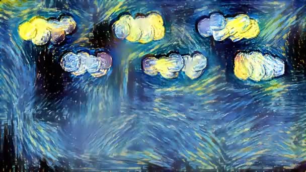 Clouds Sky Van Gogh Brush Strokes Style Stock Video