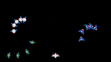 Uzay Canavarları Uzay Gemisi Çekim Retro Style Video Oyunu