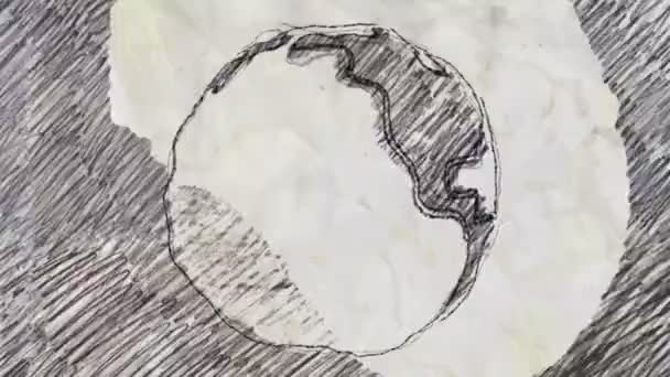 Schizzo Del Pianeta Terra Che Ruota Stile Disegno Matita — Video Stock