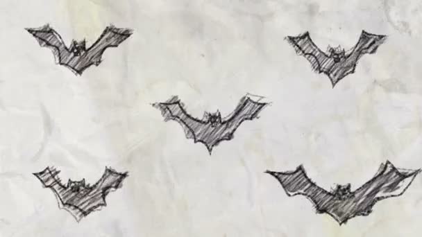 Bats Sketch Pencil Drawing Style — Stock Video