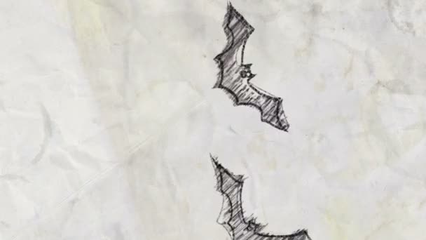 Sketch Flying Bats Pencil Drawing Style — Stock Video