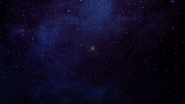 宇宙空間で遠くの太陽に向かってホバリング — ストック動画