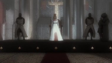 Fransa Kraliçesi Isabella Tahtının yanında