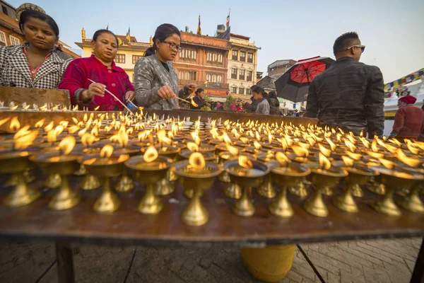 Большая Ступа Кафтане Непал Декабрь 2017 Назидательный — стоковое фото