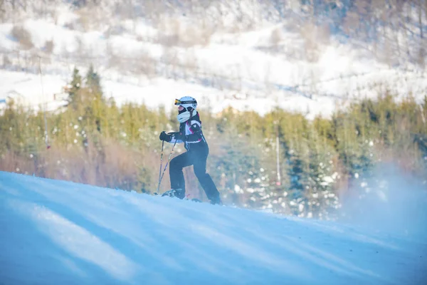 Jugend Skifahren Den Bergen Der Karpaten Ukraine Dezember 2016 Die — Stockfoto