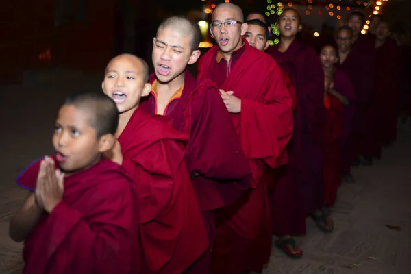 Niños Monjes Monasterio Budista Katmandú Nepal 2017 Diciembre Editorial — Foto de Stock