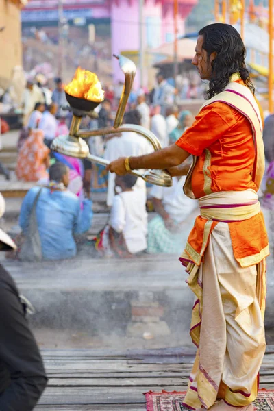 Świetne Pooja Varanasi Indiach Maj 2016 — Zdjęcie stockowe