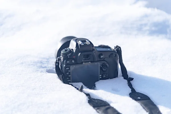 Cámara Nieve Sesión Fotos Invierno — Foto de Stock