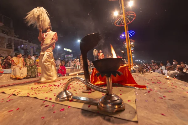 Cerimônia Puja Varanasi Índia Novembro 2016 — Fotografia de Stock