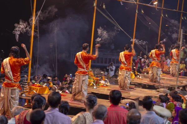 Uroczystość Wielkiej Modlitwy Hindi Puja Mieście Varanasi Indie Listopada 2016 — Zdjęcie stockowe