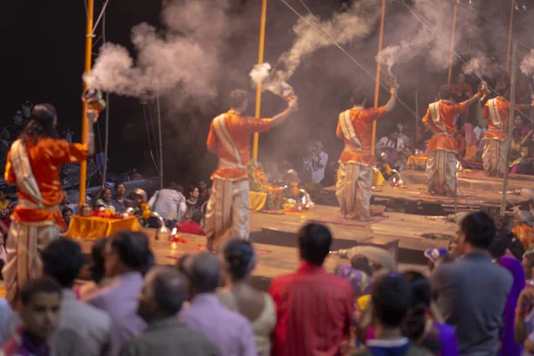 Церемонія Великої Молитви Гінді Пуджа Місті Варанасі Індія Листопада 2016 — стокове фото