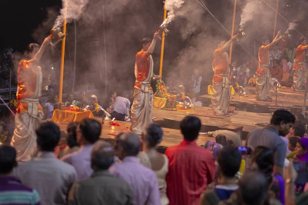 Ceremoni Stor Bön Hindi Puja Staden Varanasi Indien November 2016 — Stockfoto