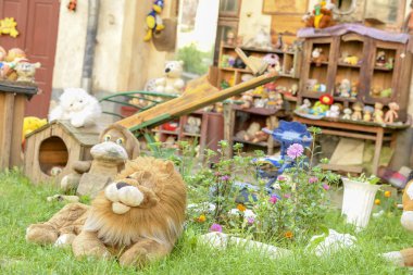 Eski Lviv avlusu, Lviv şehri. Ukrayna. Ağustos 2016