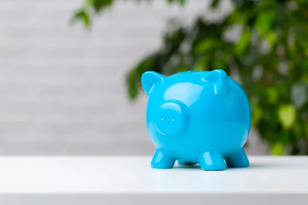 Piggy Bank Table Copy Space — Stock Photo, Image