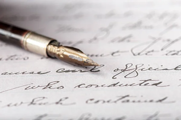 Πένα Για Αντίκες Χειρόγραφες Επιστολές — Φωτογραφία Αρχείου