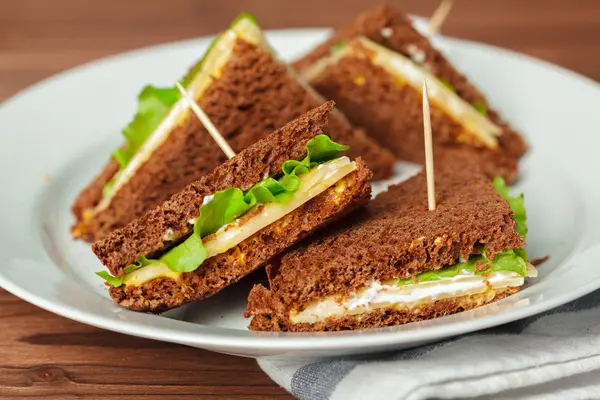 Fresh Sandwich Served White Plate — Stock Photo, Image