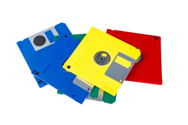 Colorful Floppy Disks Isolated White Background — Stock Photo, Image